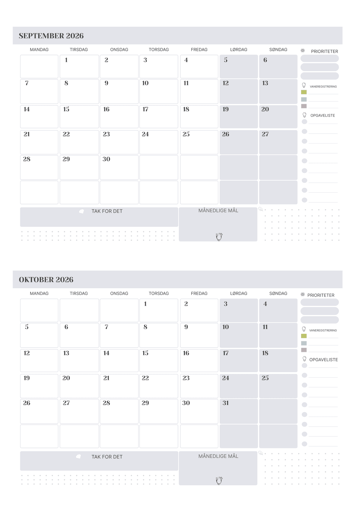 Regnbuefarver – 4-måneders kalender