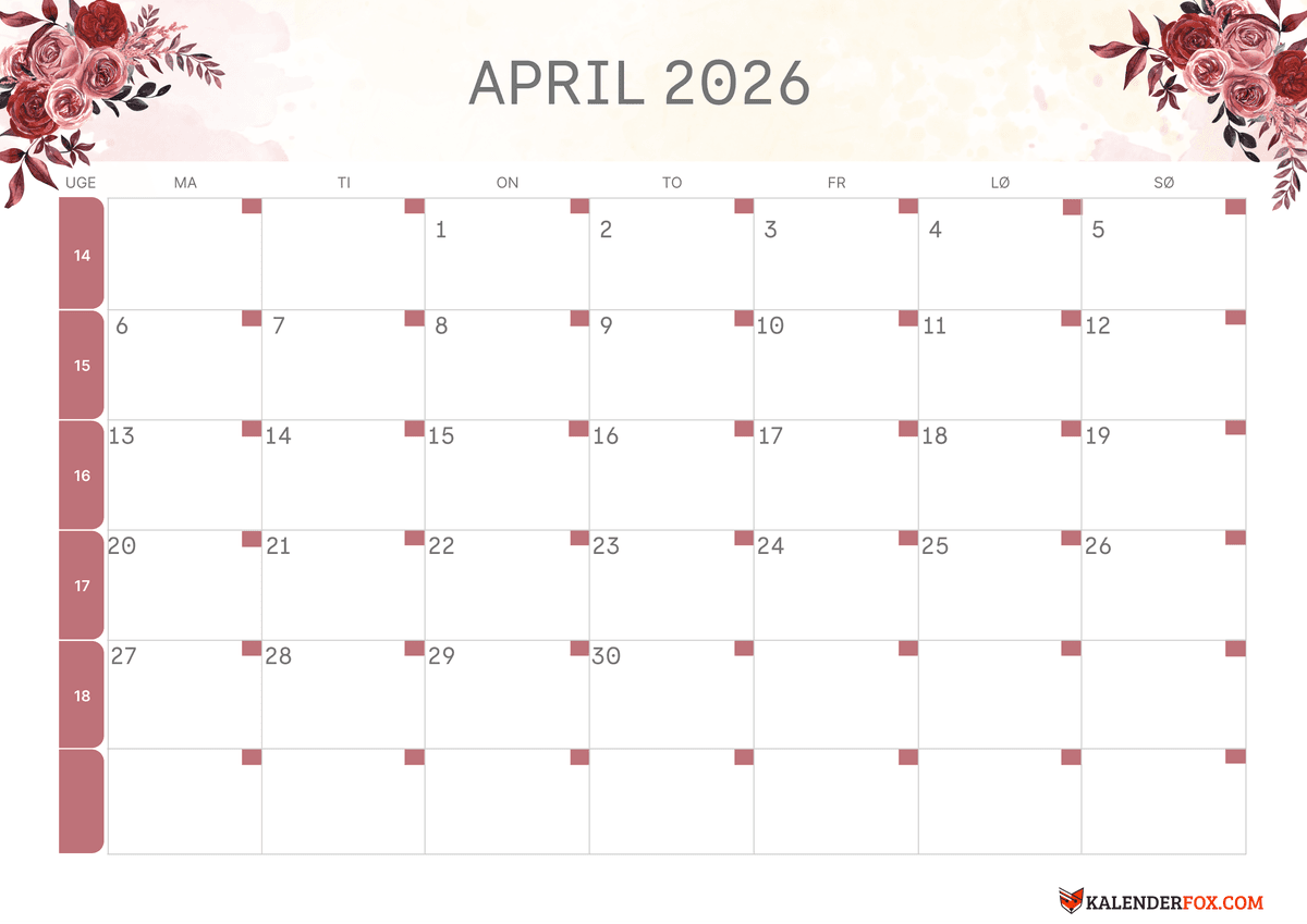 April-kalender blomsterdesign 3