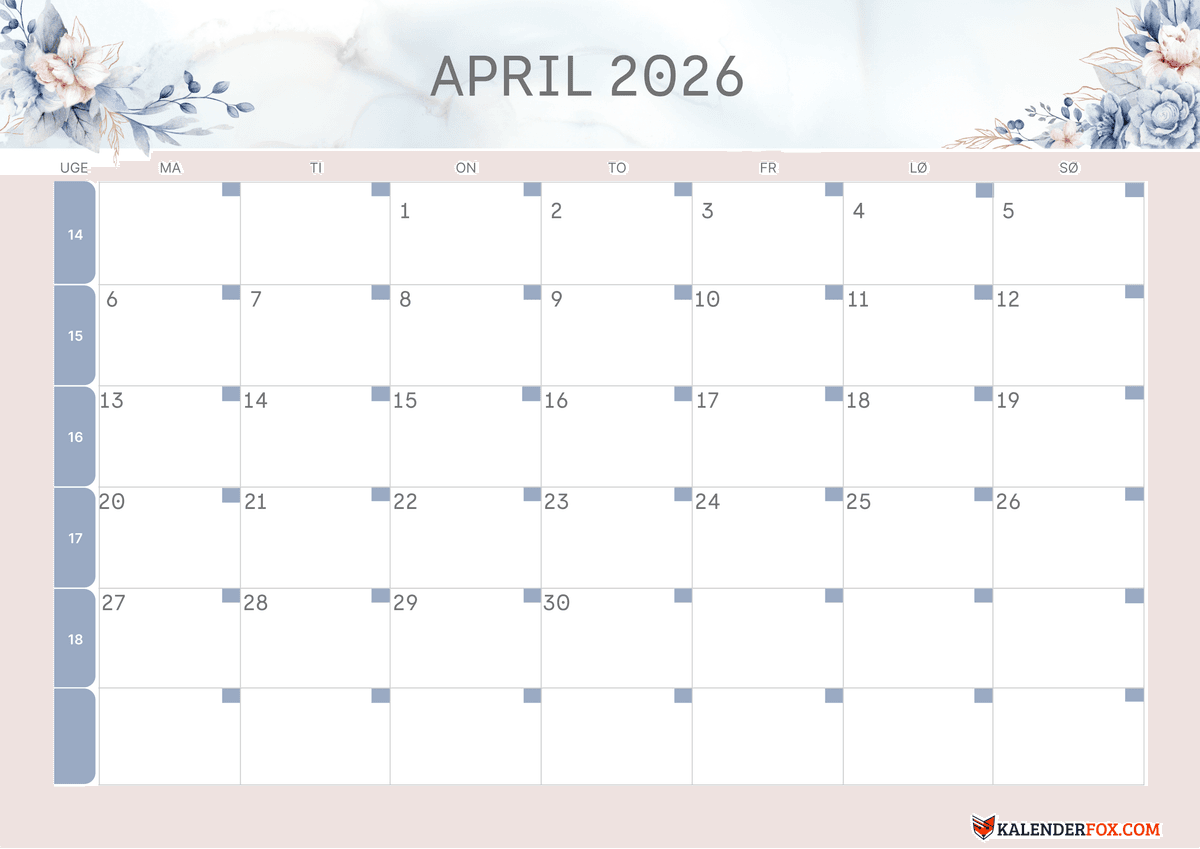 April-kalender blomsterdesign 4