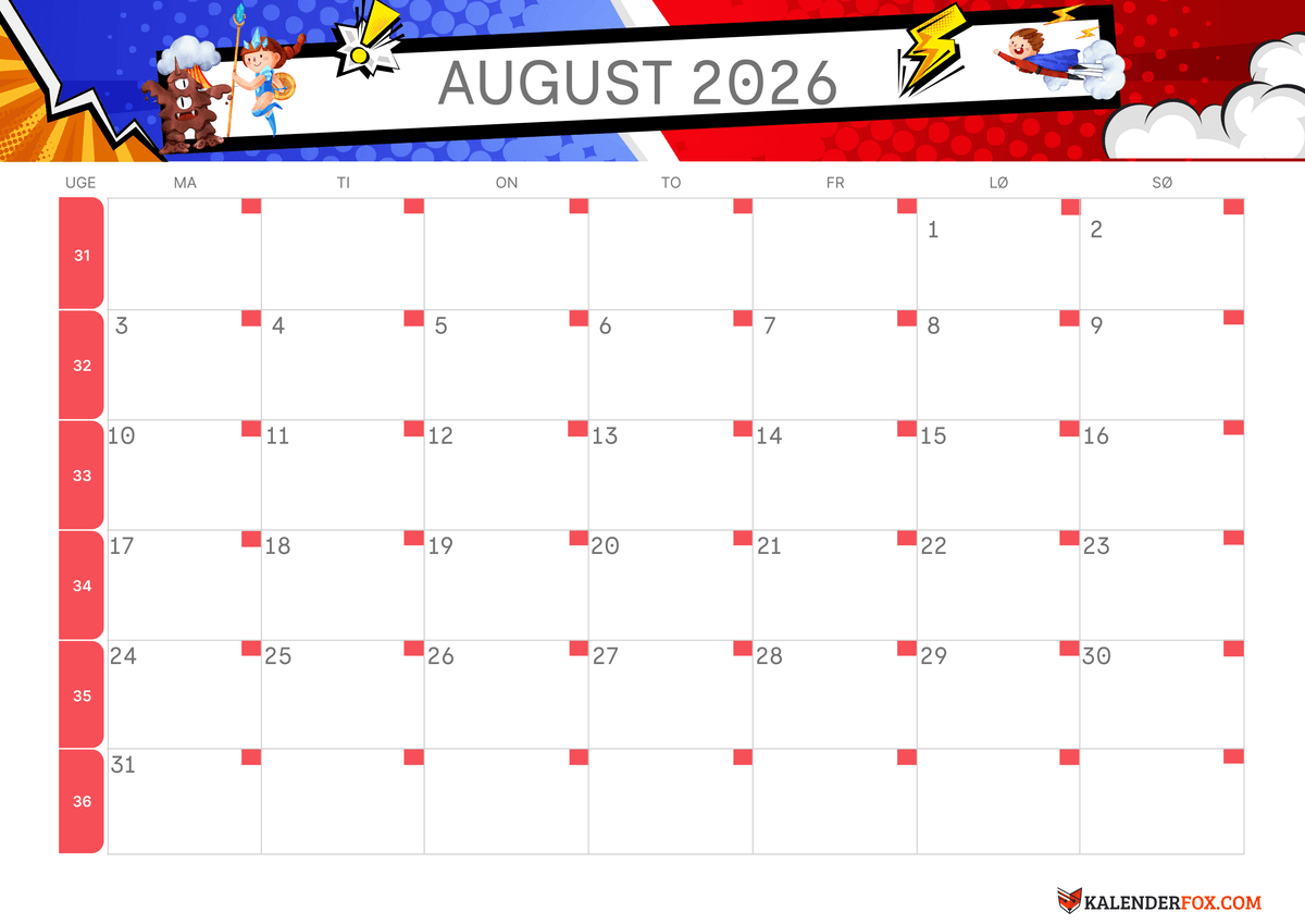 August-kalender børnetema 2