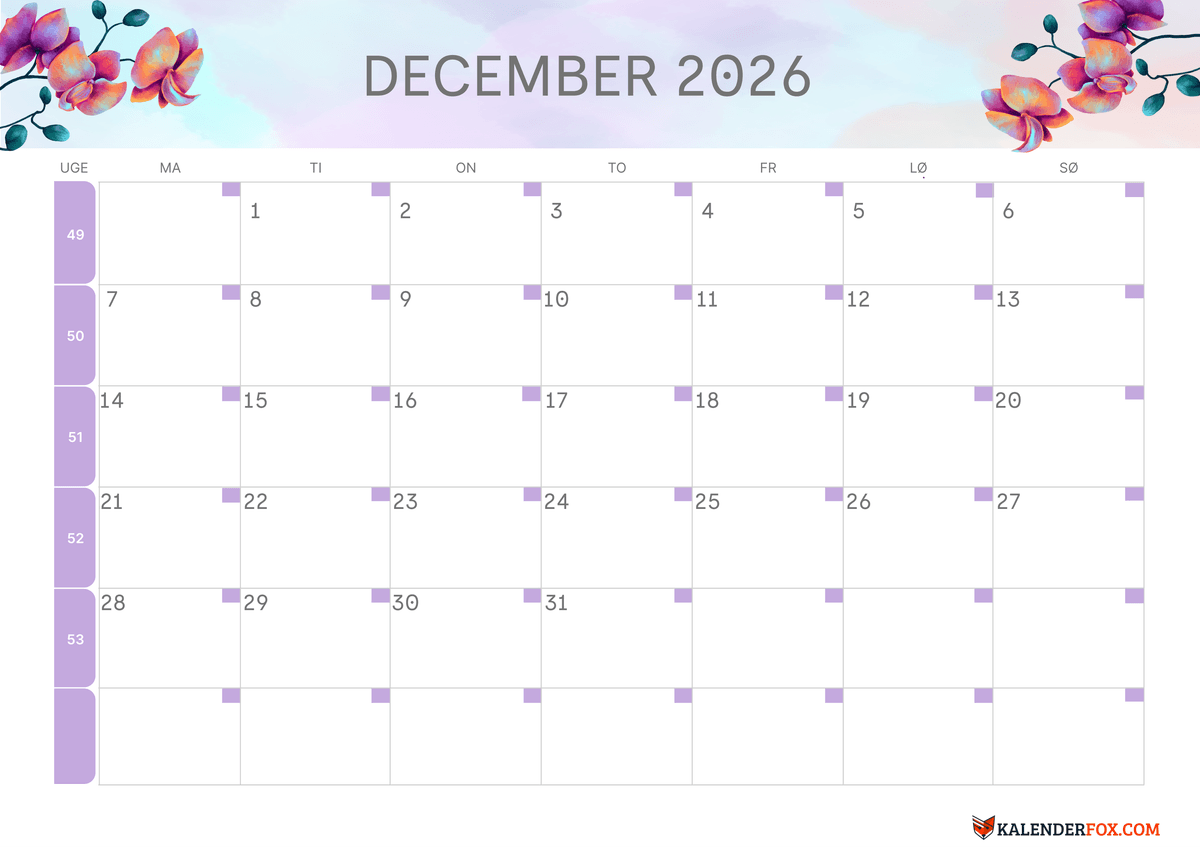 December-kalender blomsterdesign 2