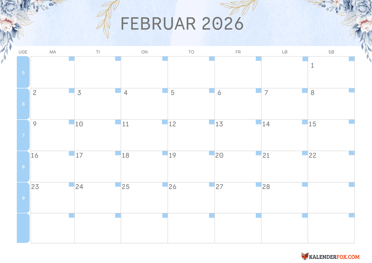 Botanisk eucalyptus februar-kalender