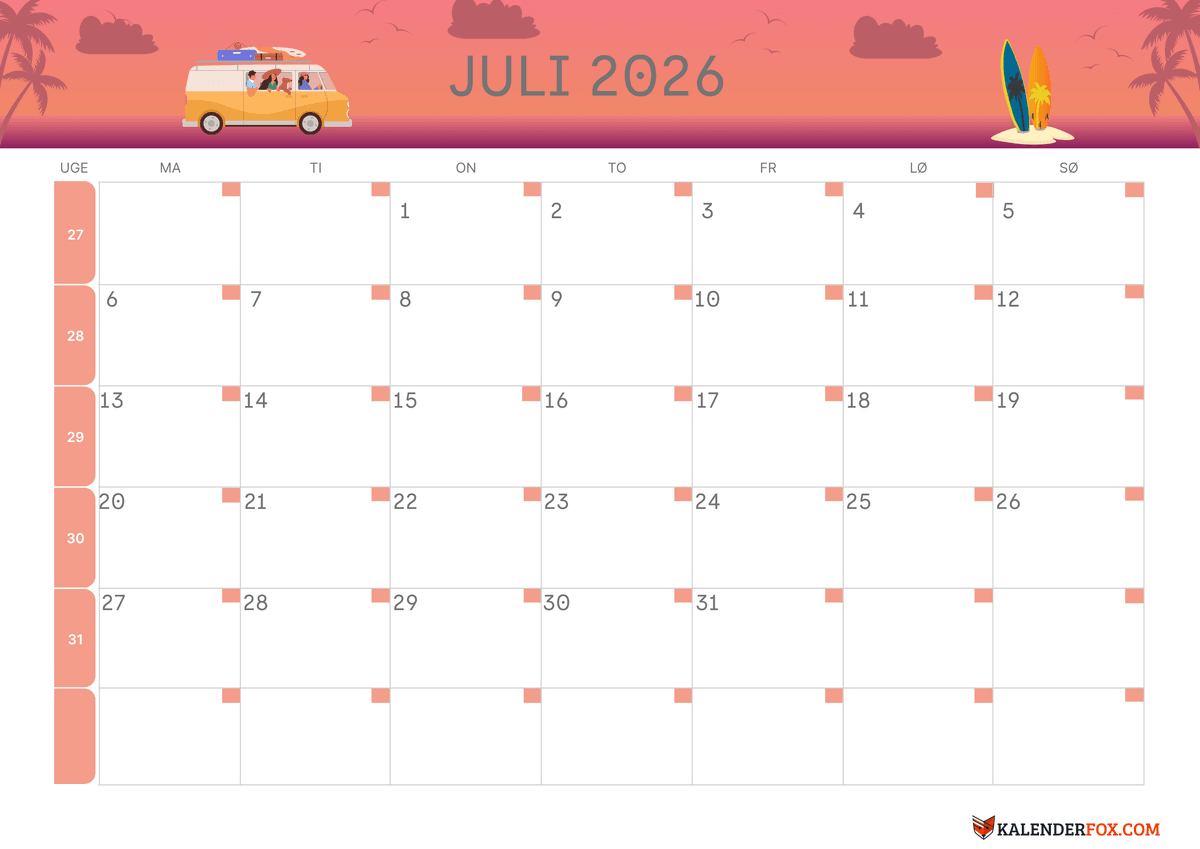 Juli-kalender sommer tema 3
