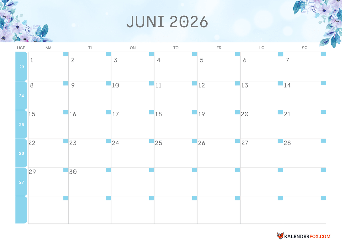 Juni-kalender blomsterdesign 1