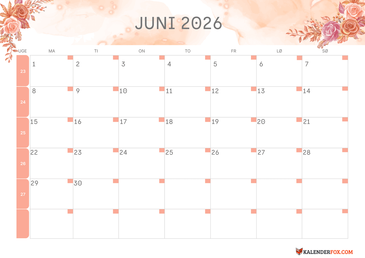 Juni-kalender blomsterdesign 3