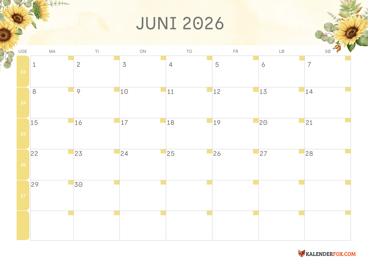 Juni-kalender blomsterdesign 4