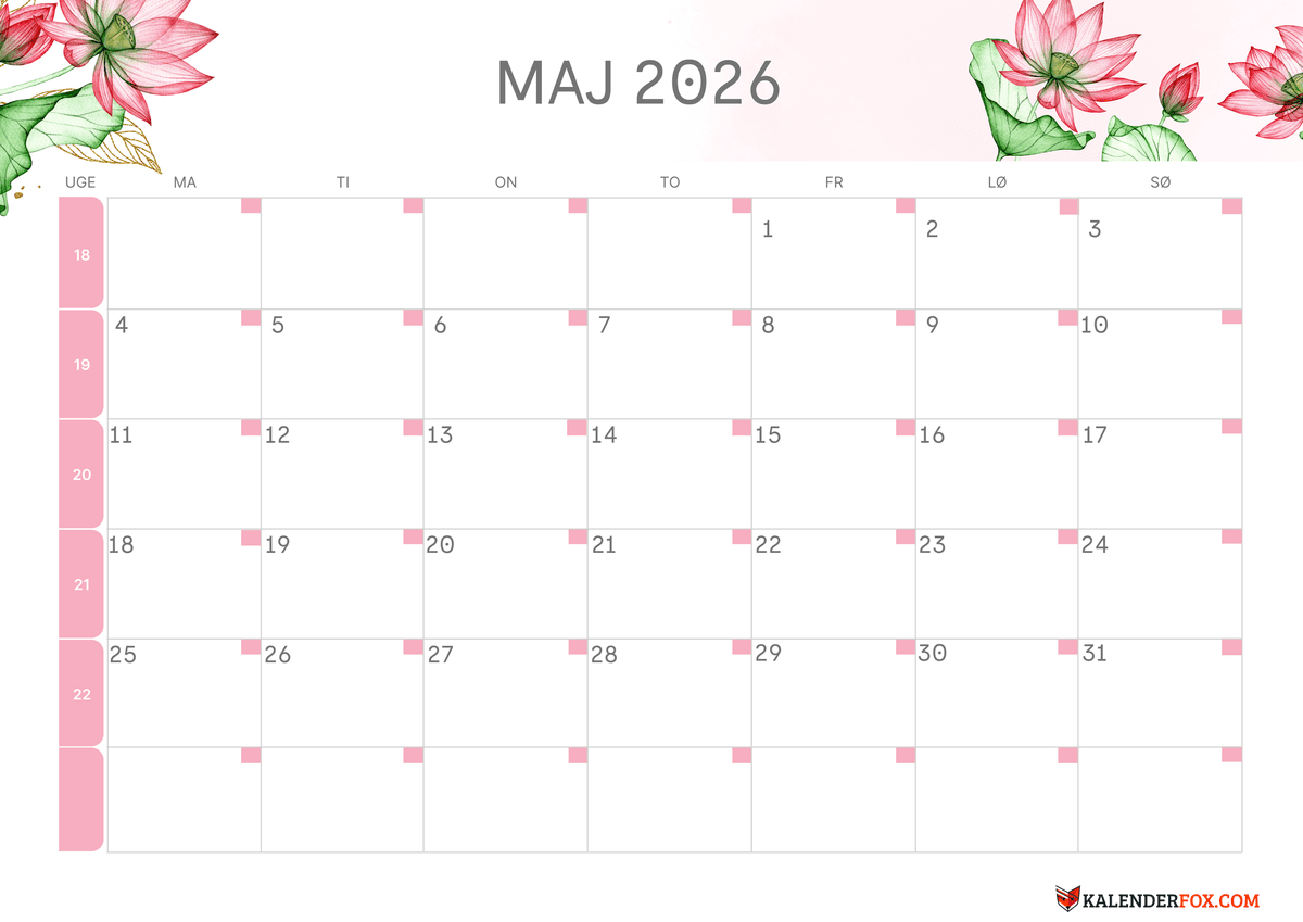 Maj-kalender blomsterdesign 1