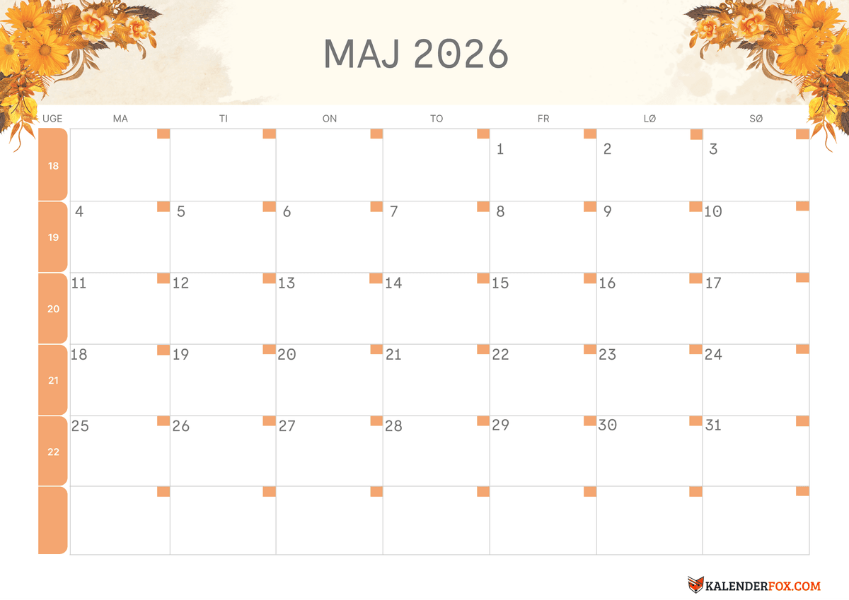 Maj-kalender blomsterdesign 3