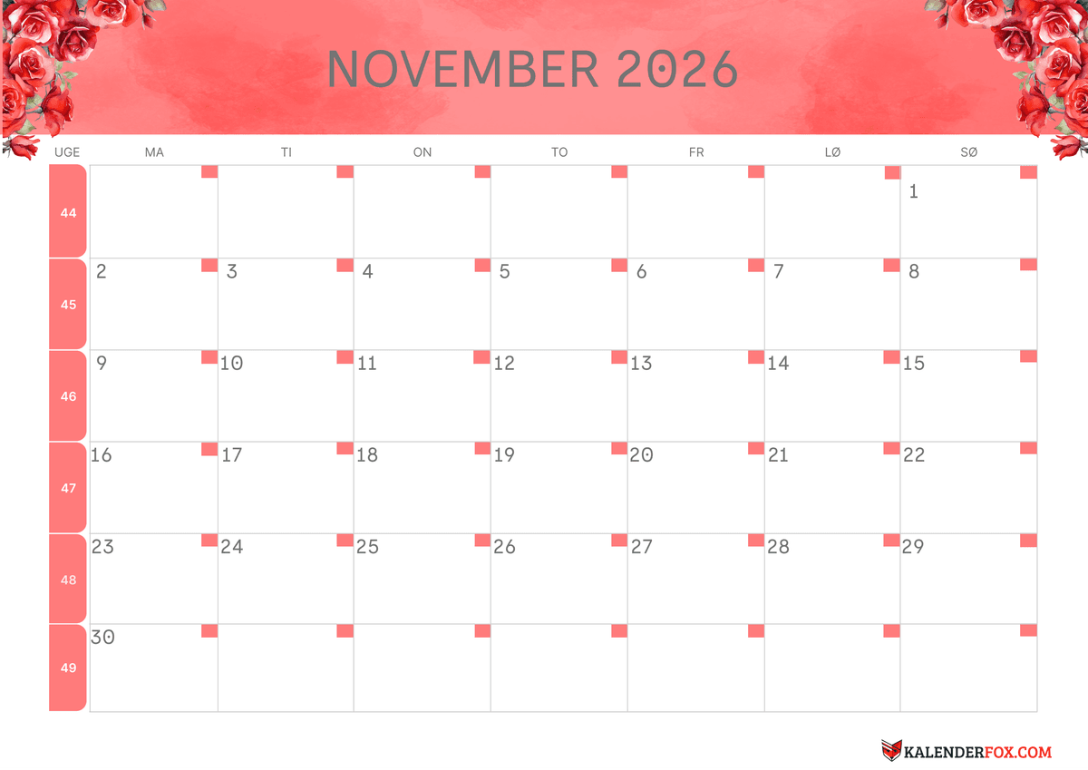 November-kalender blomsterdesign 3