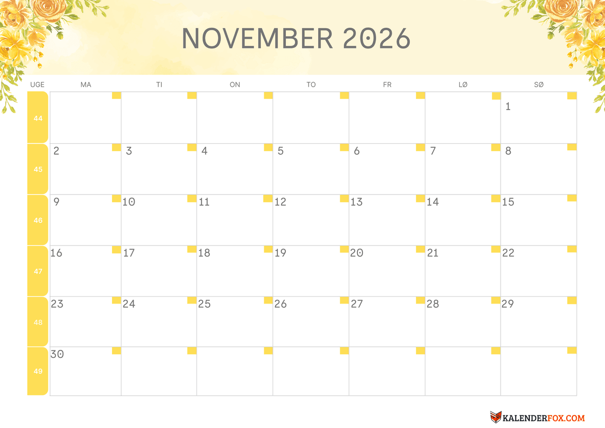 November-kalender blomsterdesign 4