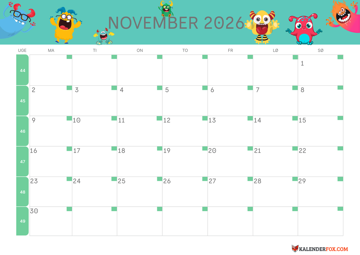 November-kalender børnetema 2