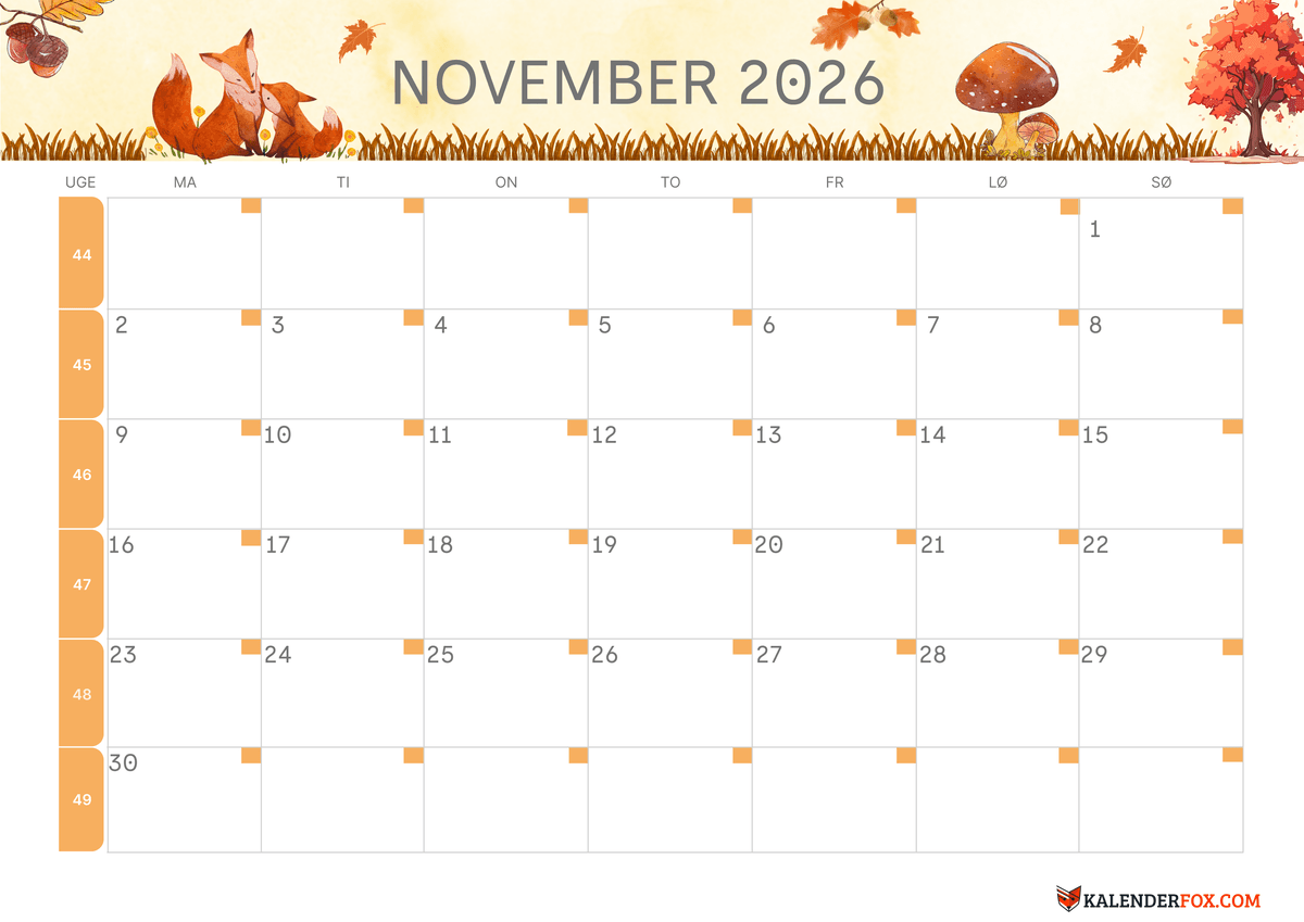 November-kalender efterår tema 2