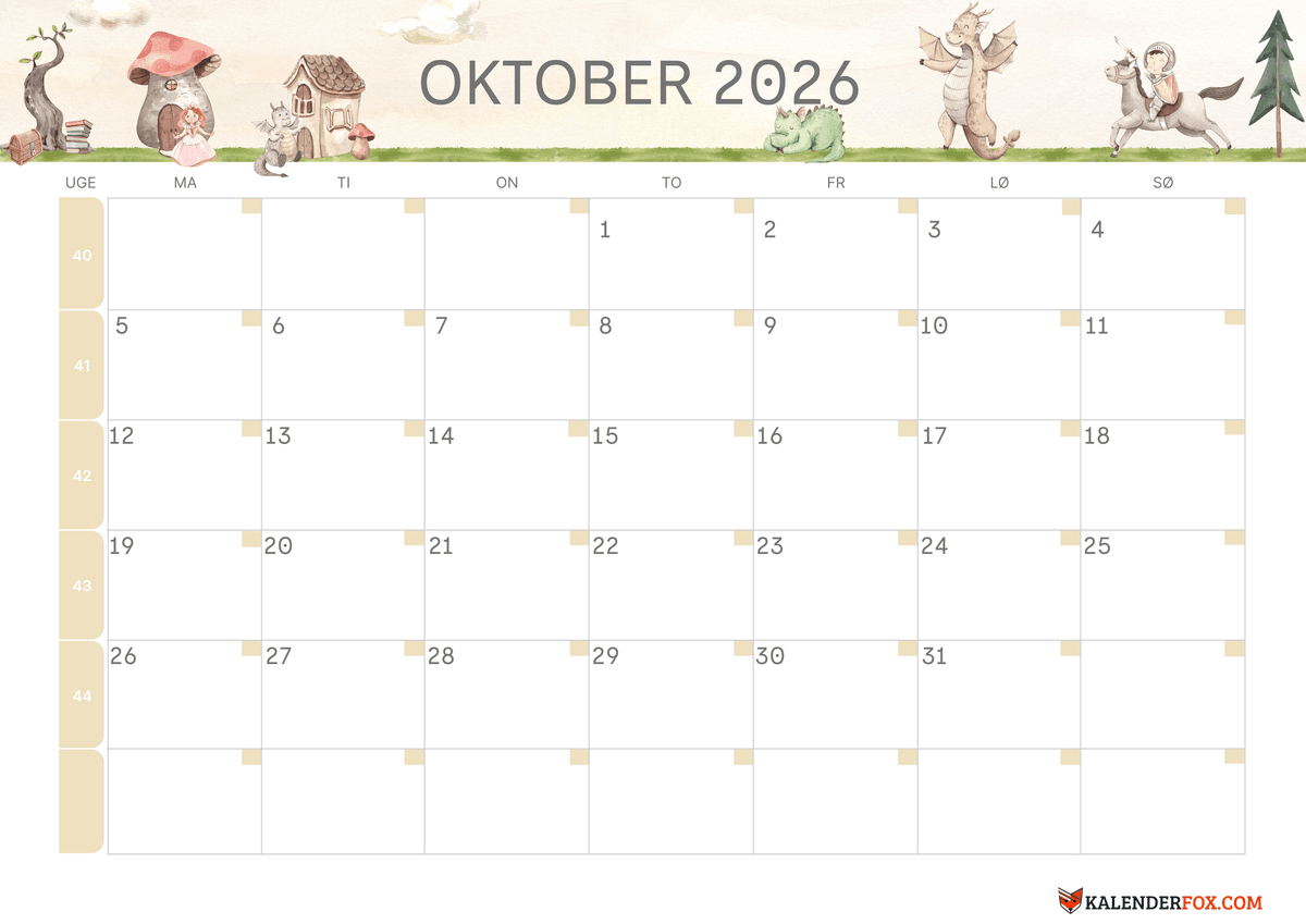 Oktober-kalender børnetema 2