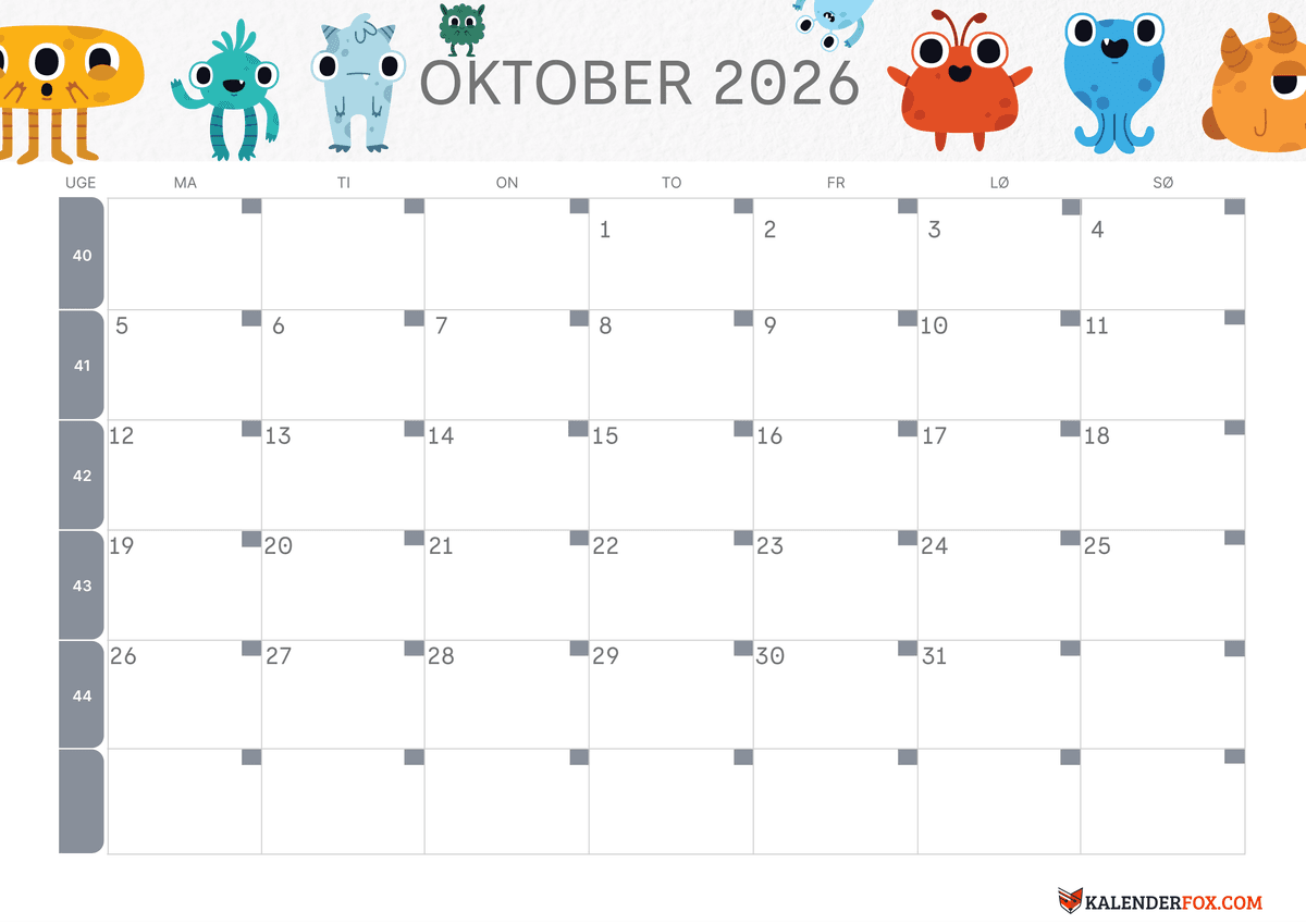 Oktober-kalender børnetema 3