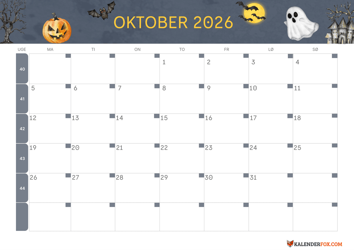 Oktober-kalender Halloween tema 1