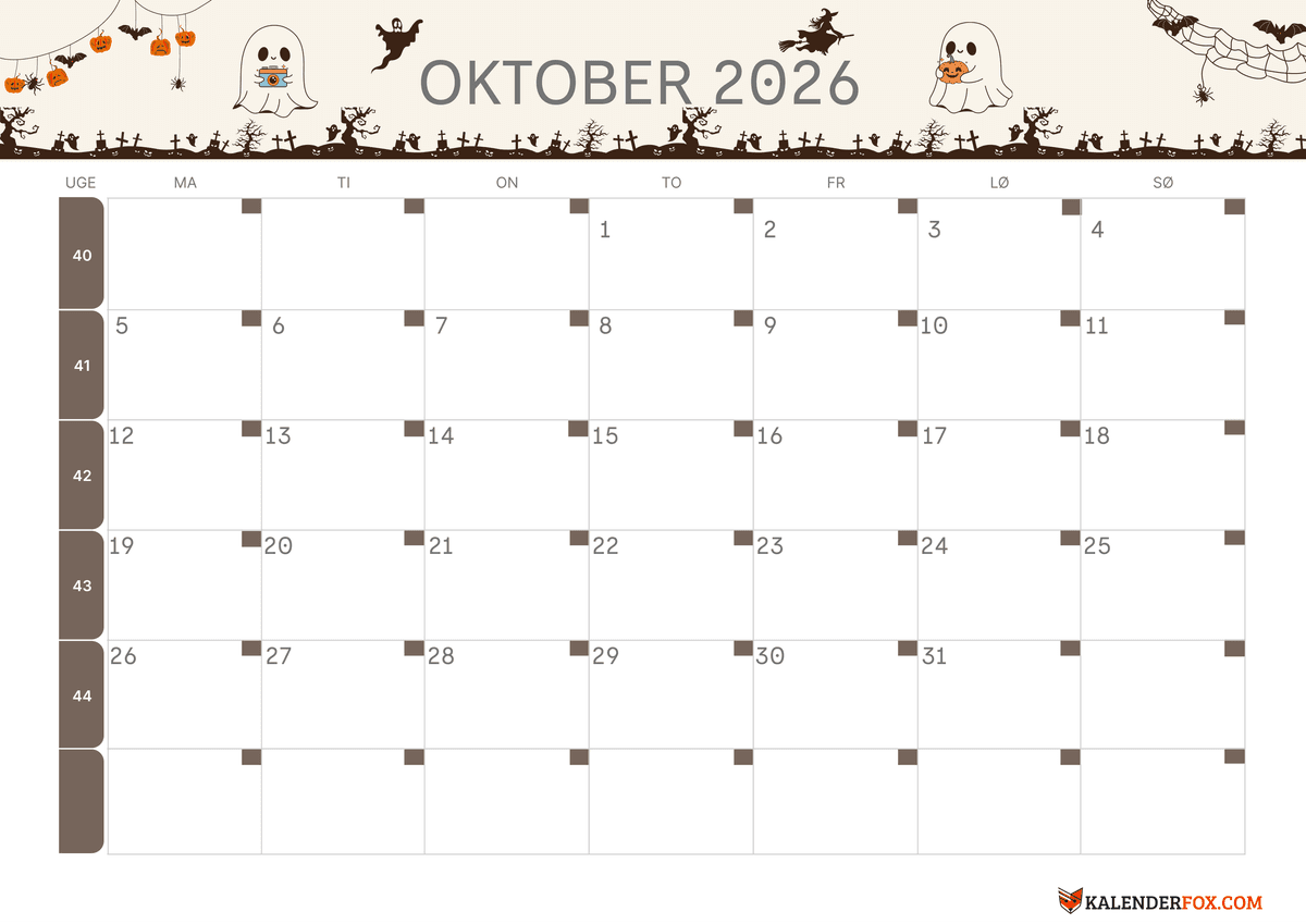 Oktober Kalender - Halloween Tema