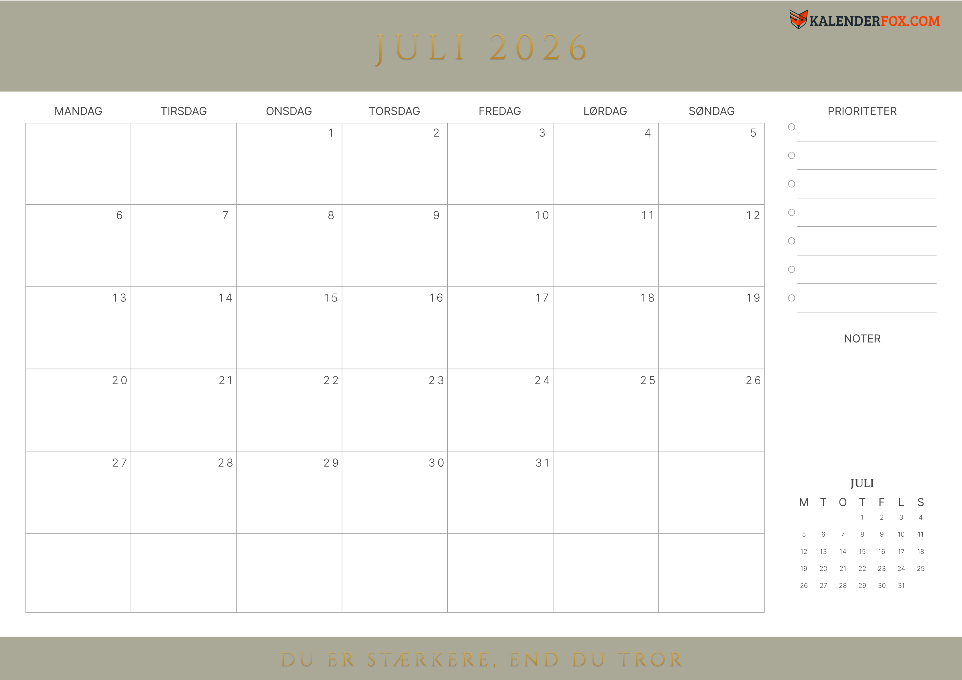 Kalender juli 2026