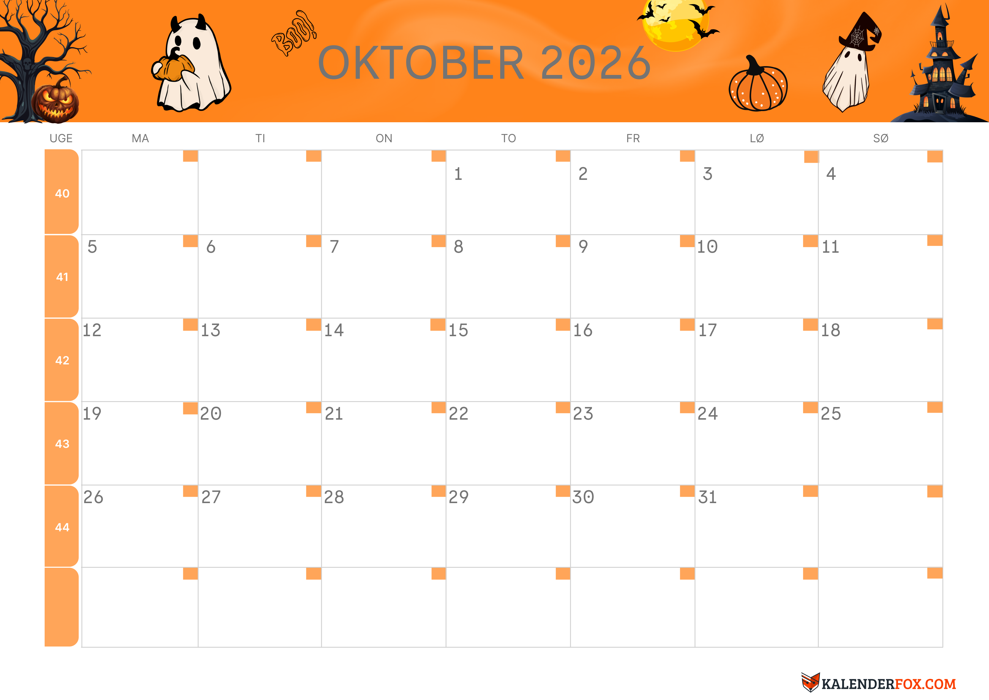 Kalender 2026 Print Selv PDF Gratis